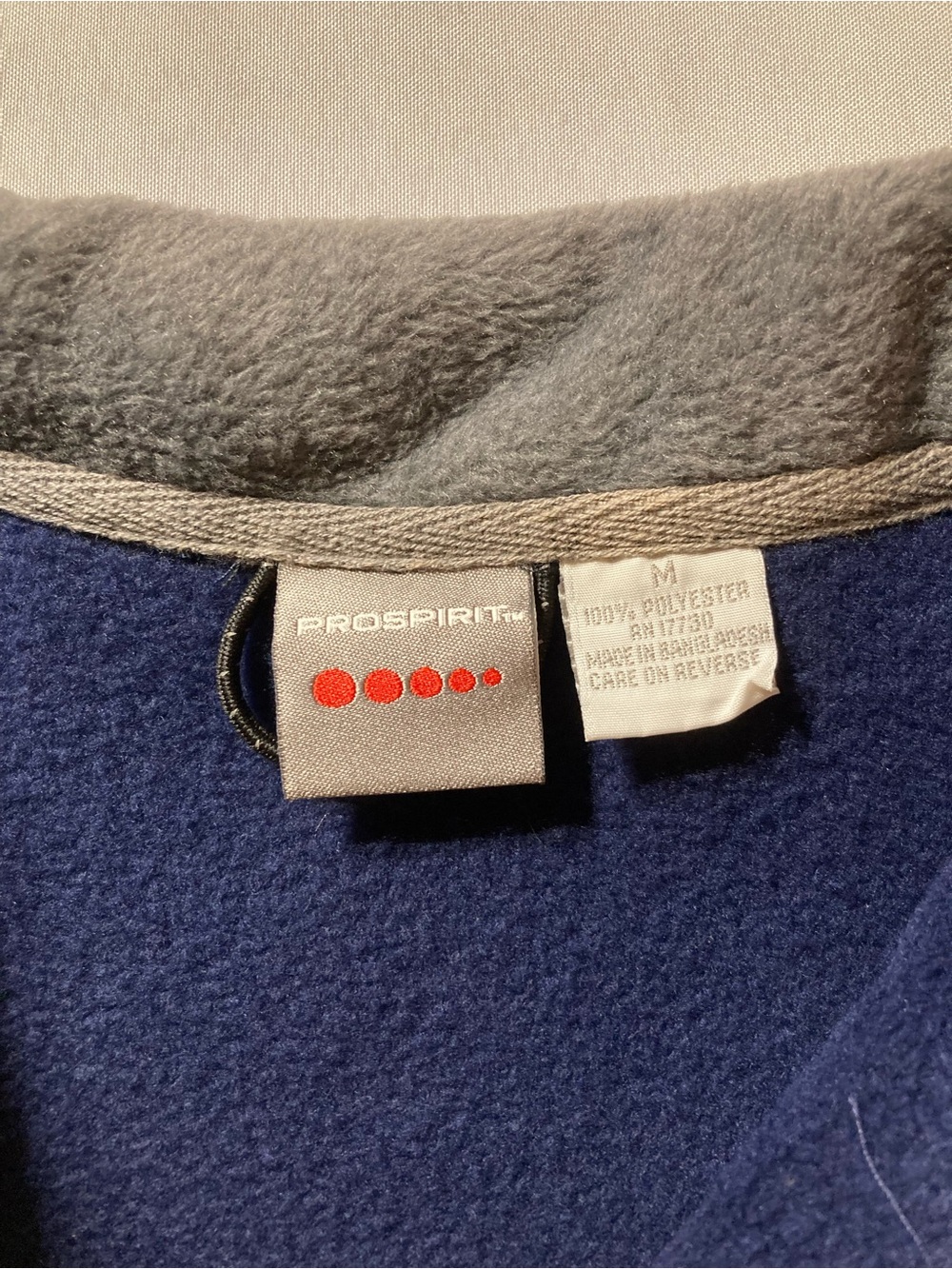 Prospirit Navy Full-Zip Men’s Fleece Jacket with Gray Collar - Picture 3 of 6
